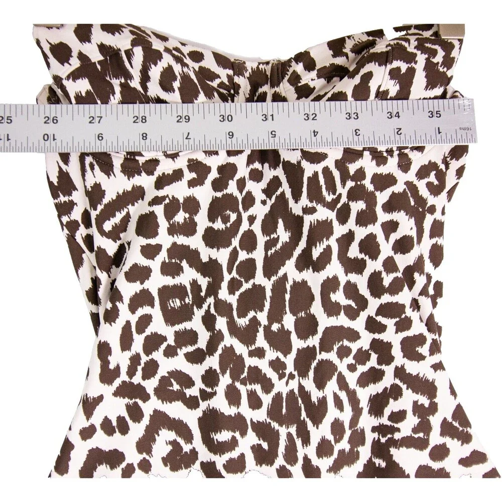 J.Crew Ruched Bandeau One-Piece Swimsuit Leopard Print Size 0 H7672